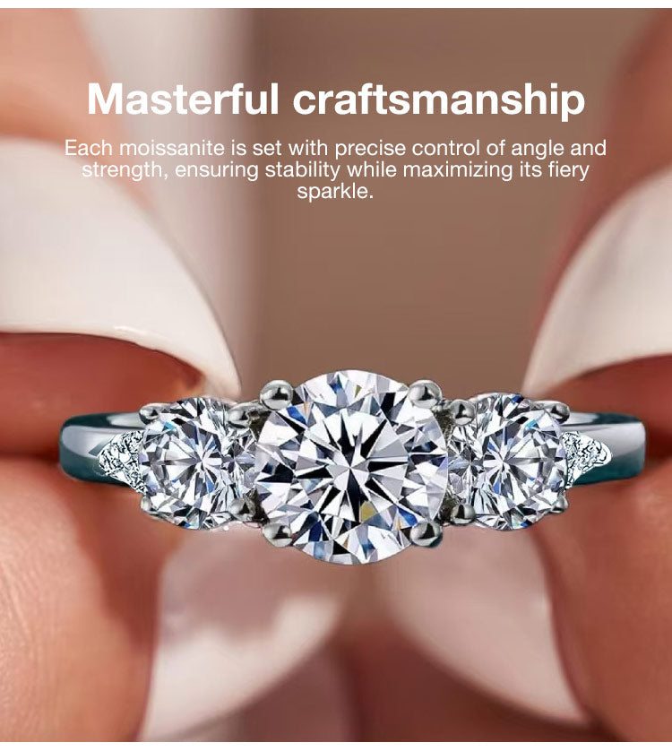 AuraTrio – Three Stone Diamond Look Ring – image 8