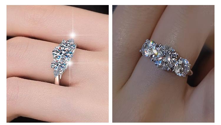 AuraTrio – Three Stone Diamond Look Ring – image 9