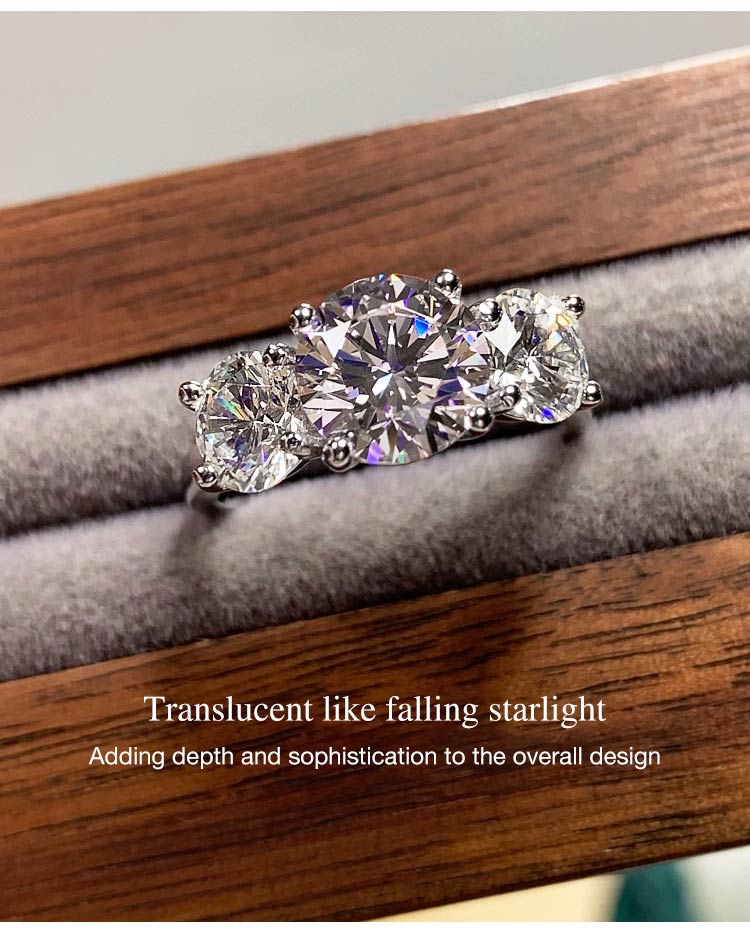 AuraTrio – Three Stone Diamond Look Ring – image 10