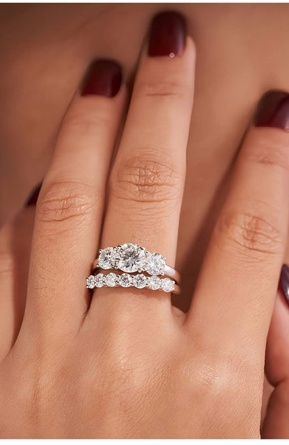 AuraTrio – Three Stone Diamond Look Ring – image 11