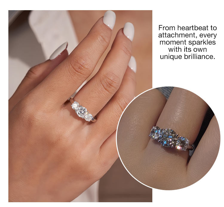 AuraTrio – Three Stone Diamond Look Ring – image 12