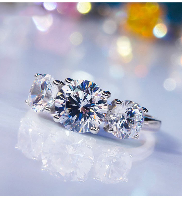 AuraTrio – Three Stone Diamond Look Ring – image 13