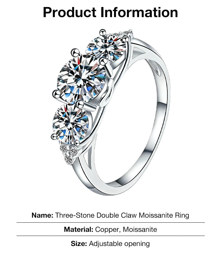 AuraTrio – Three Stone Diamond Look Ring – image 14