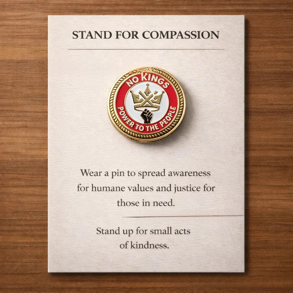 LumeIce – Compassion Crystal-Encrusted Lapel Pin – NO KINGS