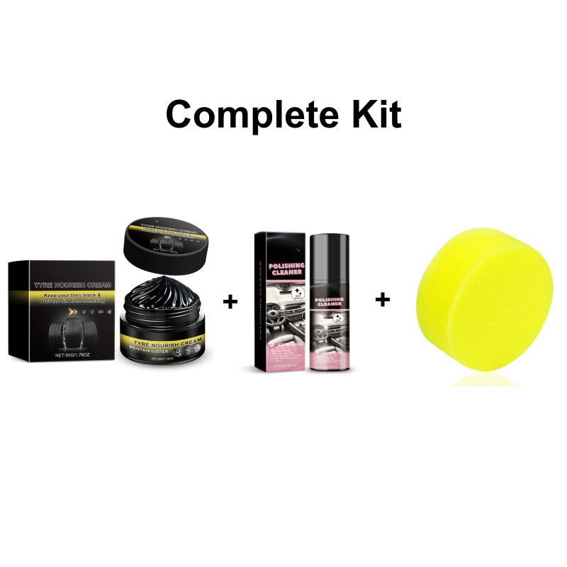 RimRevive Pro – Deep Clean & Shine Wax – Complete Kit: Tire Shine Paste+Interior Cleaner+Free Sponge