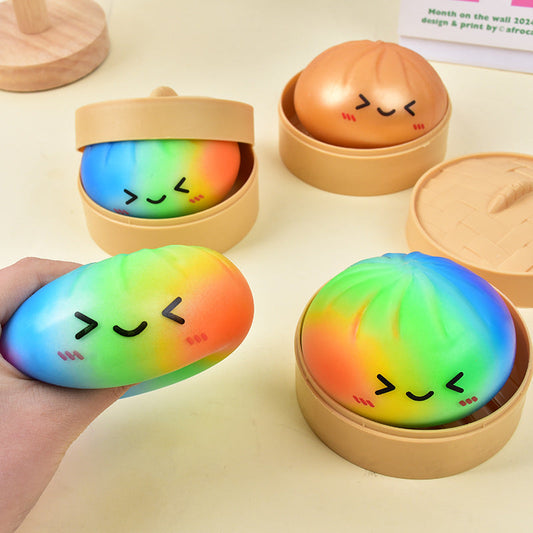 SquishJoy – Ultra-Rare Rainbow Smiling Dumpling Squishy Toy – Rainbow / 2 PACK