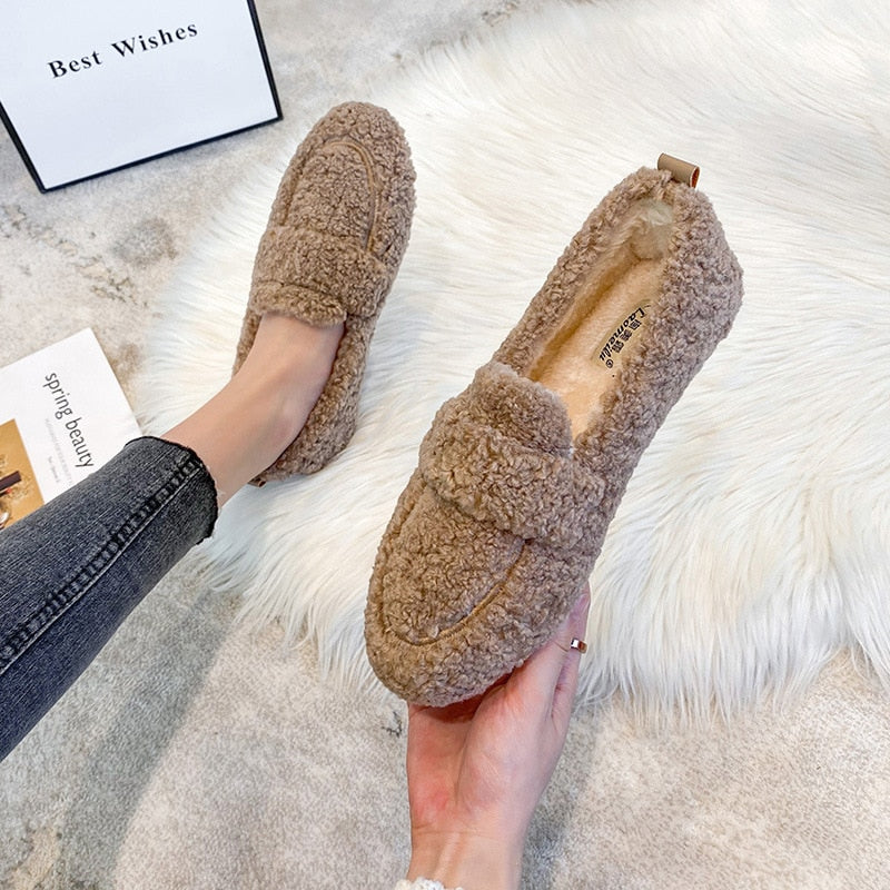 Arielle Plush Moccasins With Non-Slip Sole – Brown / 35