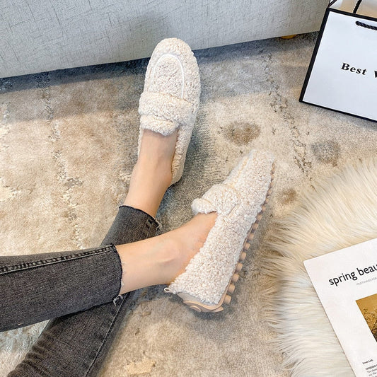 Arielle Plush Moccasins With Non-Slip Sole – Beige / 35