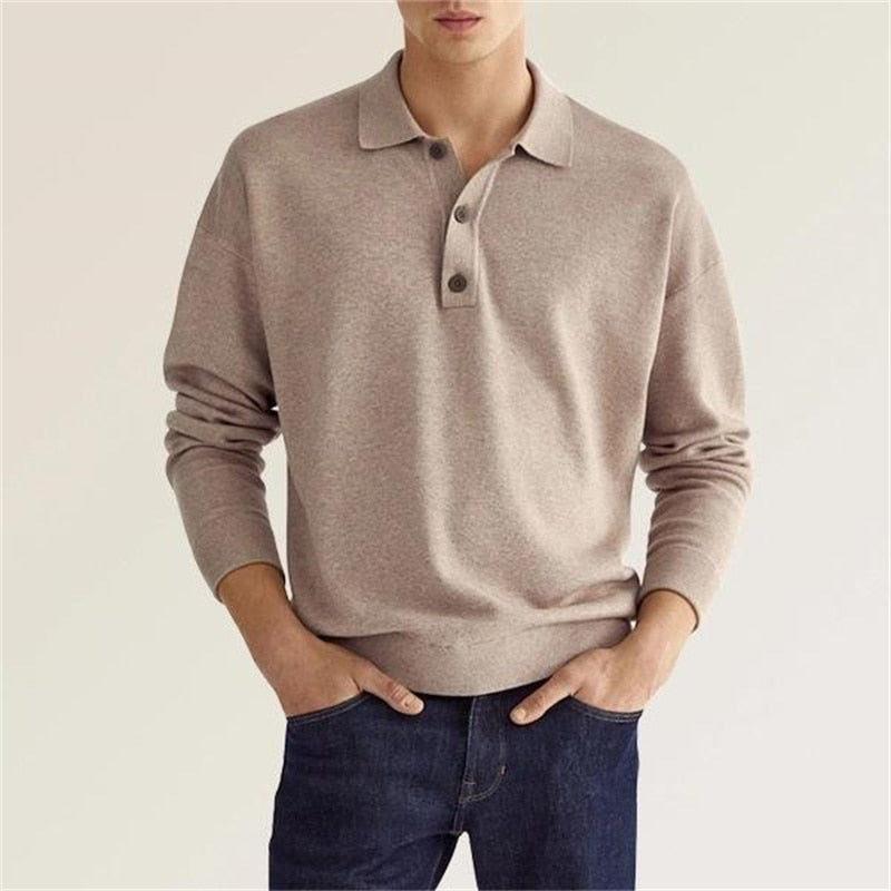 Men's Long-Sleeve Field Polo Shirt – Biege / S