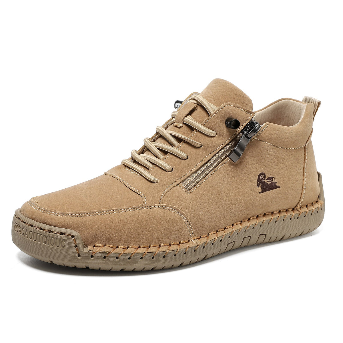 ComfortStride – Premium Orthopedic Leather Walking Shoes – Men / Khaki / 35