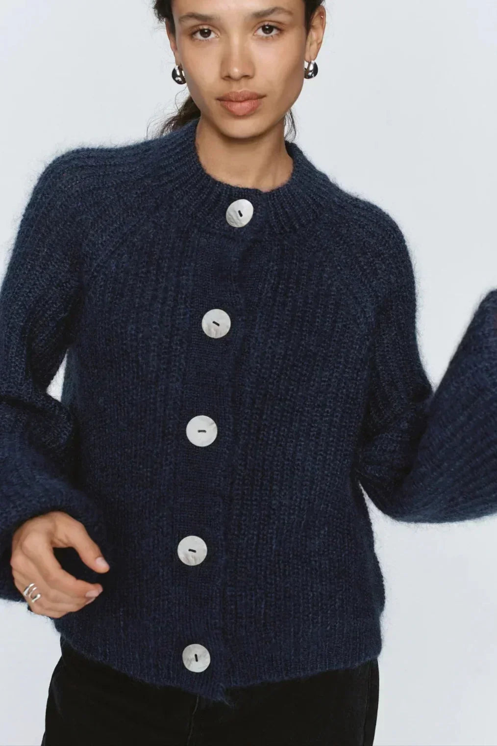 StyleNest – Casual Long Sleeve Navy Cardigan – image 5