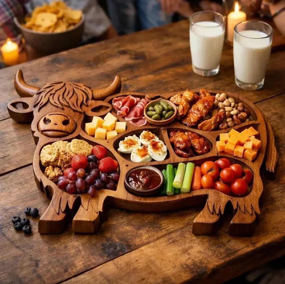 RusticGraze – Highland Cow Wooden Charcuterie Board – image 5