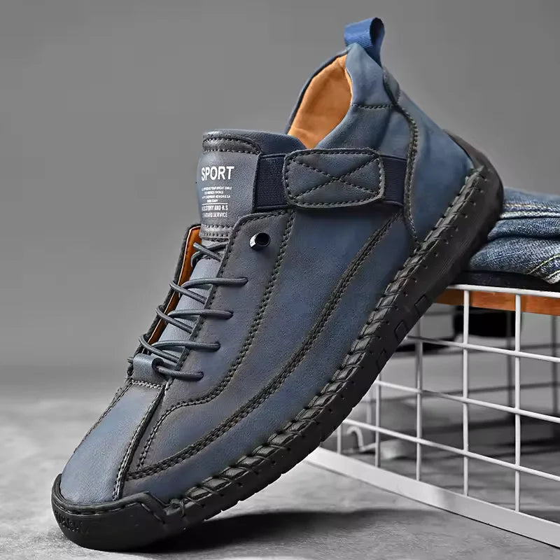 Travon™ – Premium Leather Casual Shoes for Men – Blue / 38