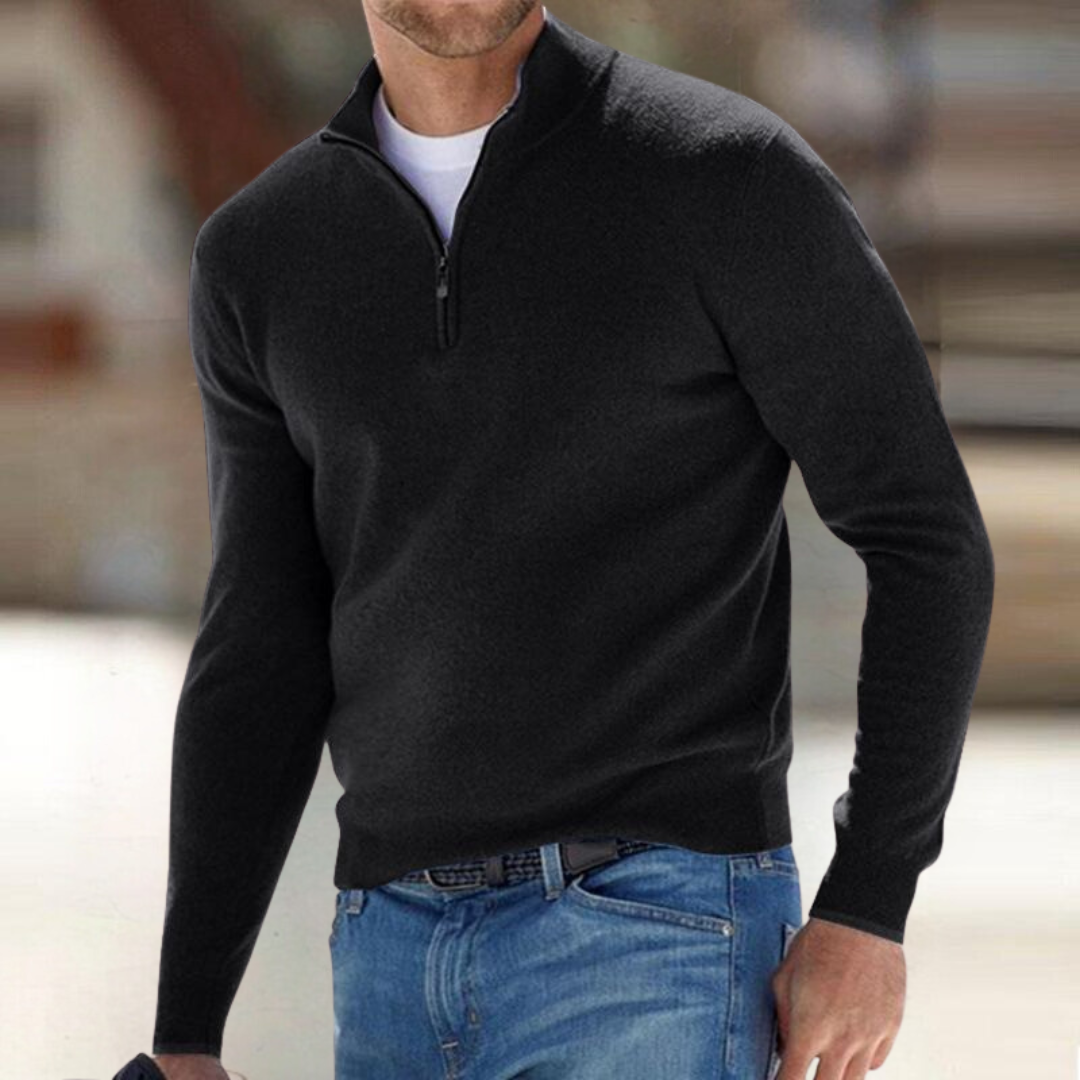 Santous Zip-Up Sweater – Black / S