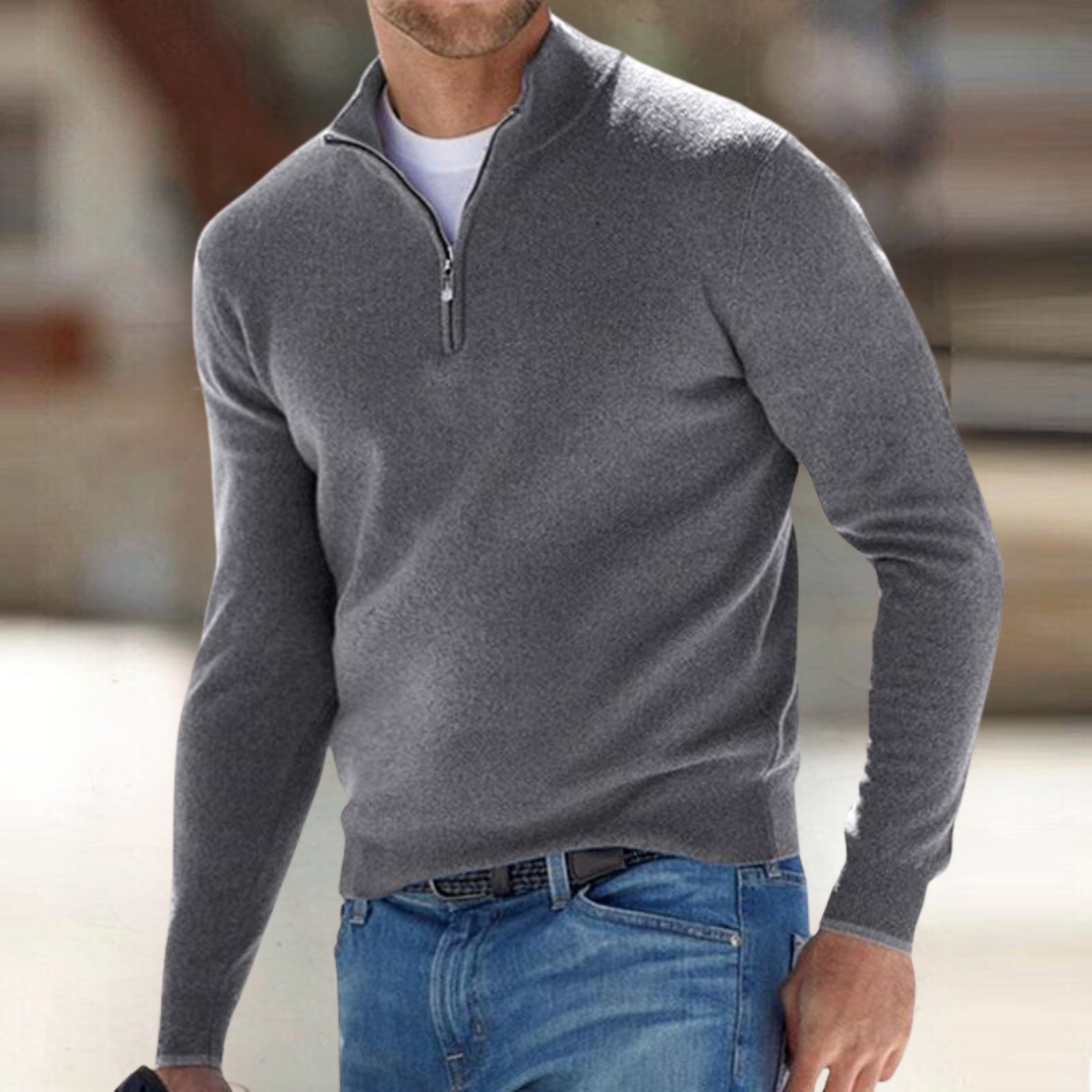 Santous Zip-Up Sweater – Gray / S