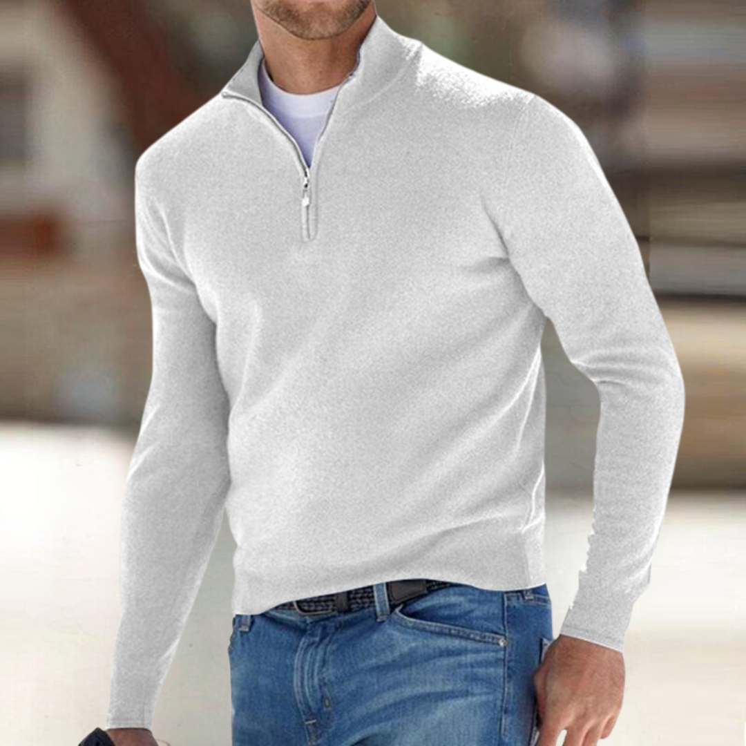 Santous Zip-Up Sweater – White / S