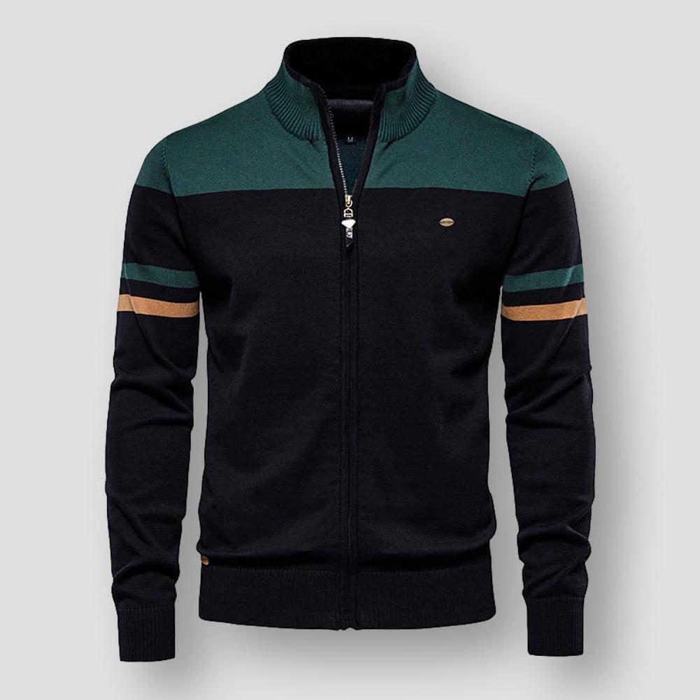 Atlas Retro Striped Bomber Jacket – Green / S