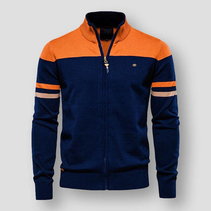 Atlas Retro Striped Bomber Jacket – Orange / S