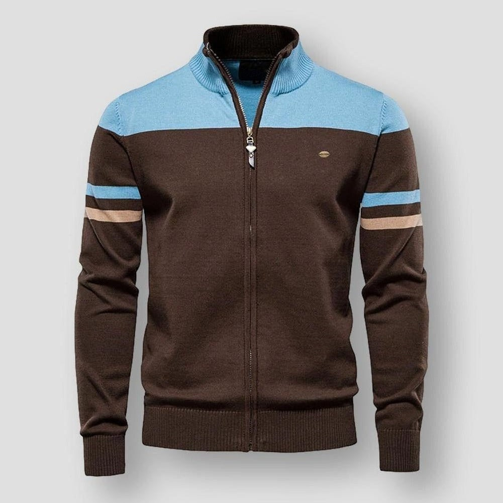 Atlas Retro Striped Bomber Jacket – Light Blue / S