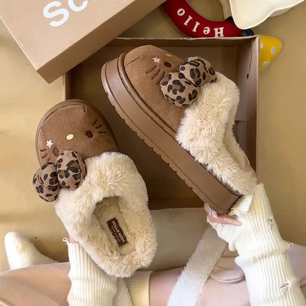 CozyKitty – Stylish Plush Fur Slippers – Brown