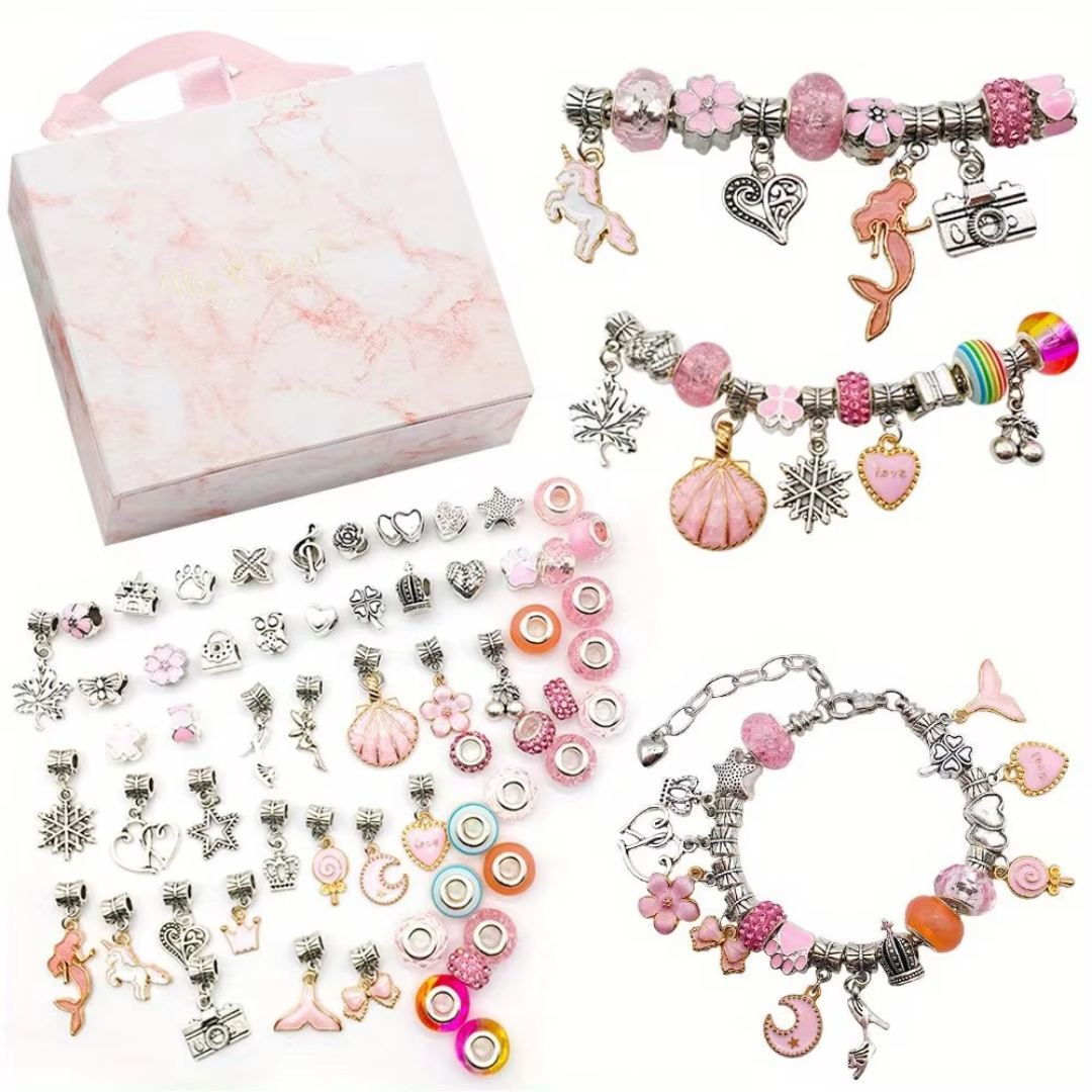 ArtisanCharm Kit – DIY Bracelet & Necklace Set – Pink