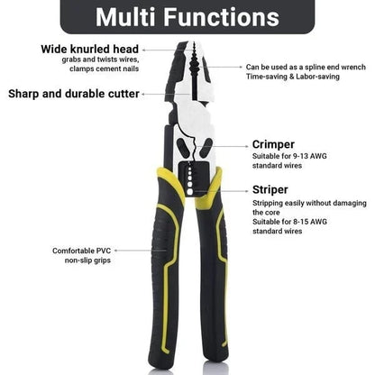 GripMaster – Heavy Duty Multi-Function Lineman Plier – Yellow / 1 PCS