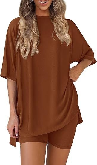 ComfiChic - Two Piece Relaxed Fit Set – Caramel brown / S