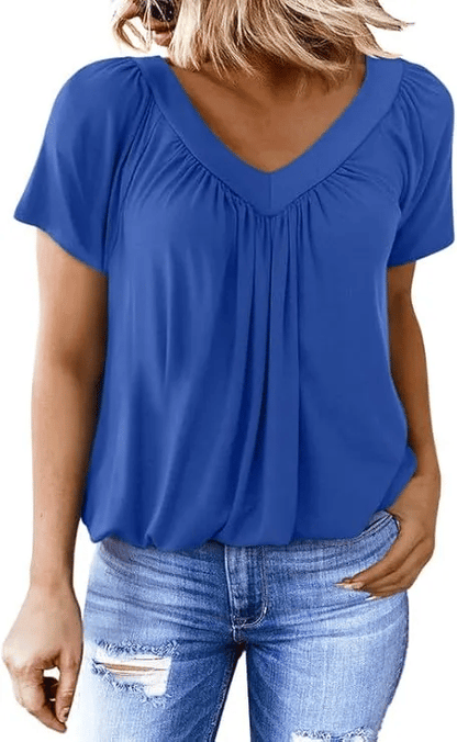 AuraFit | Classic Women’s V-Neck Casual Tee – Blue / S