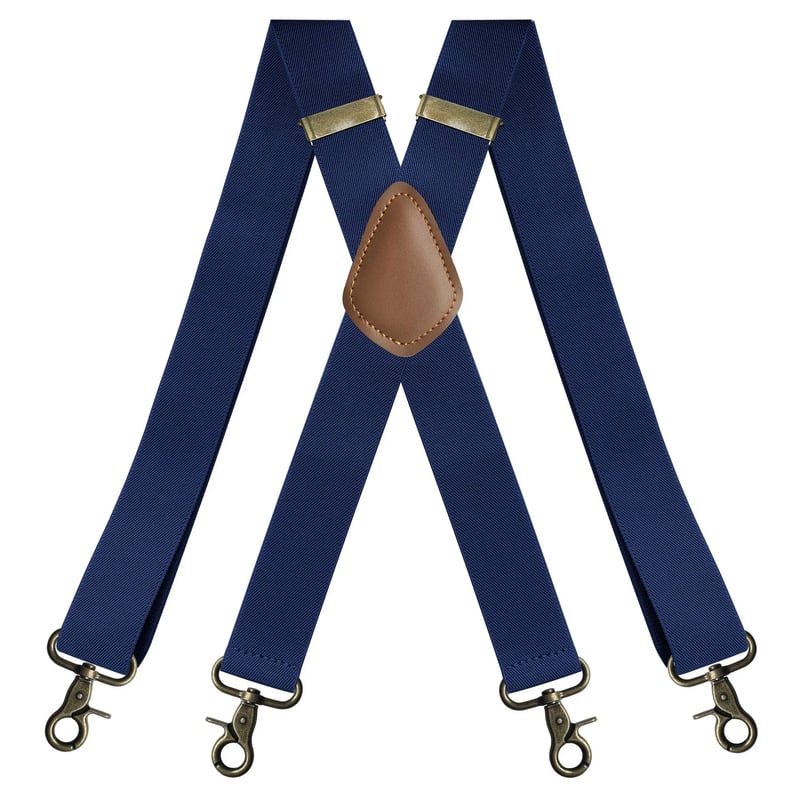 GentleHold – Premium Leather Suspenders for Men – Navy Blue
