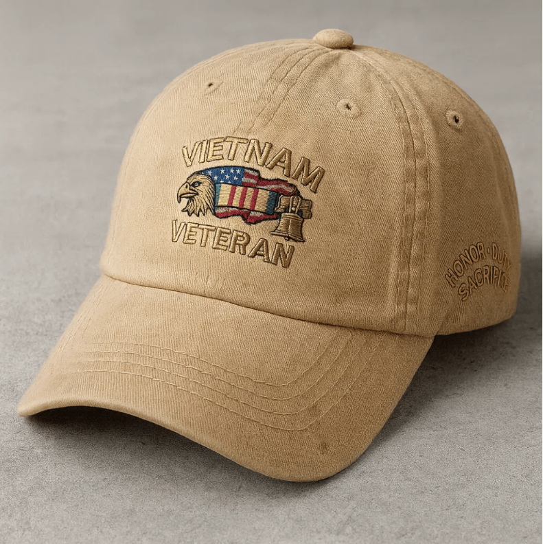 PatriotEagle – Patriotic Honor Dad Hat – Khaki / One Size Fits Most (Circumference 22 1/8"- Circumference 24 1/8")