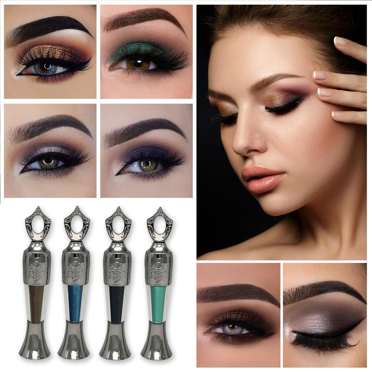 DesertBloom – Herbal Egyptian Eyeliner – 1 SET（Black/Green/Brown/Blue）
