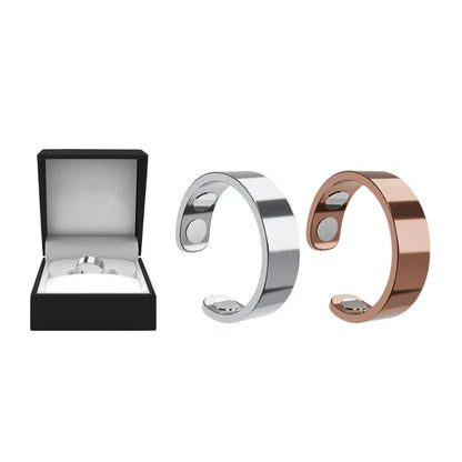 MagnaLuxe – Elegant Stainless Steel Magnetic Ring – Silver+Rose gold