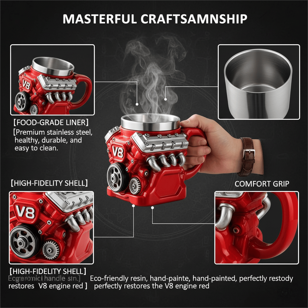 Ultimate V8 Engine Stainless Steel 3D Mug & A Gearhead's Dream – image 4