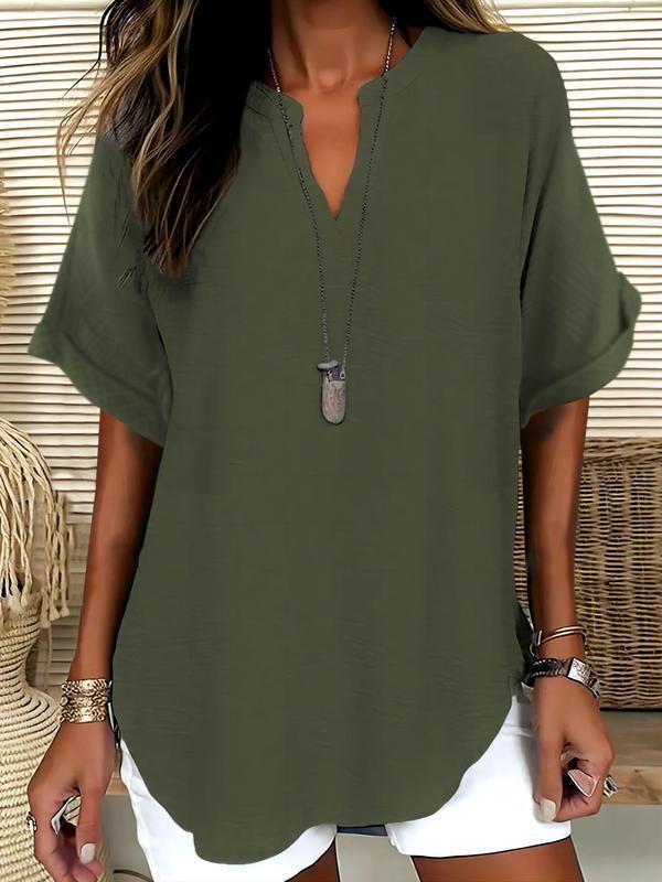 GraceFit – Elegant Comfort Blouse – Olive Green / S（4-6）