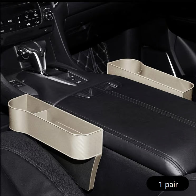 DriveMate – Multi Pocket Leather Car Seat Storage Organizer – Beige / 1 Pair / ABS