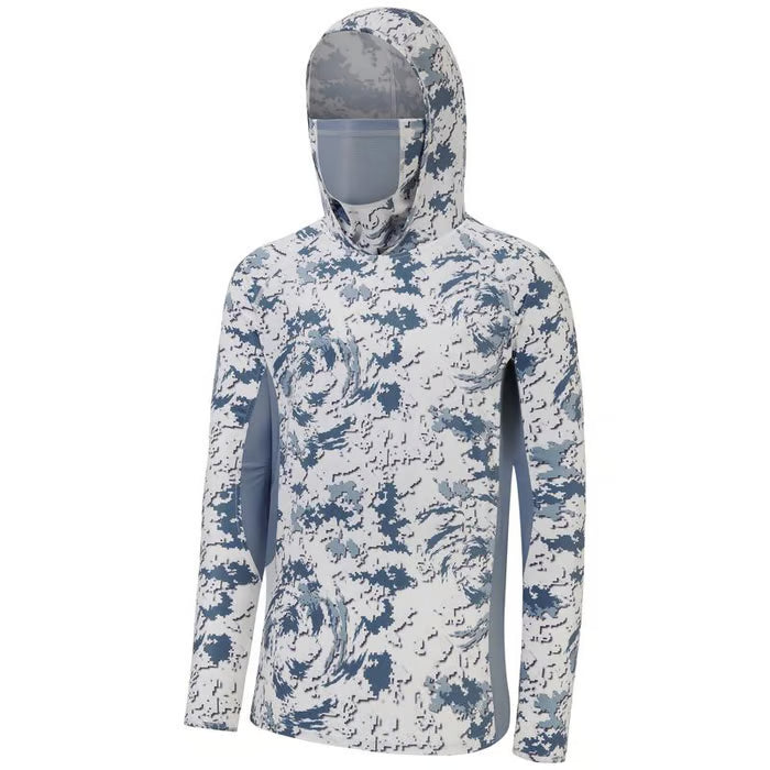 SunGuardPro - UPF 50+ Camo Hunting & Fishing Hoodie with Mask – Snow Camo / S