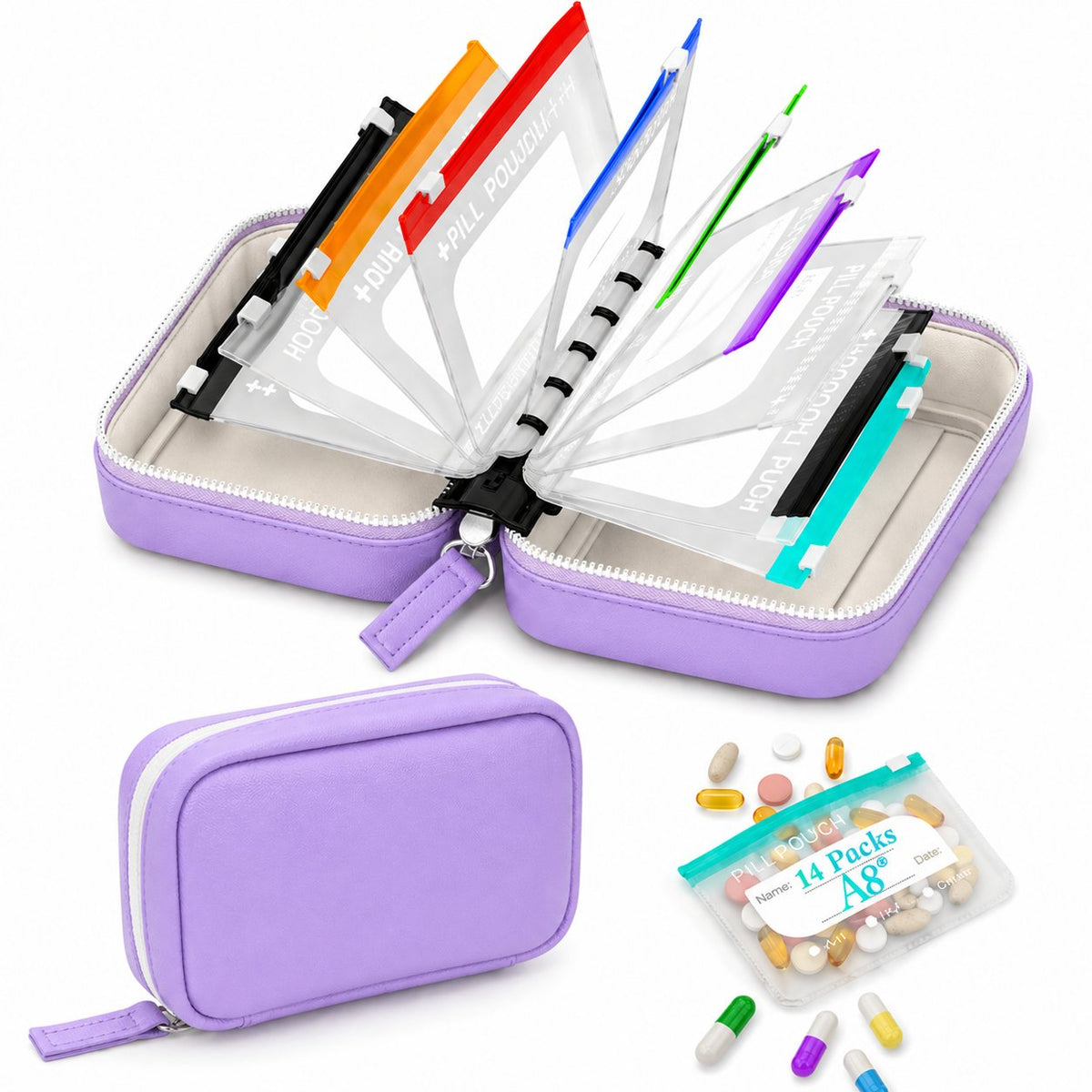 MediPack – Waterproof Pill Organizer Pouch Set – Purple