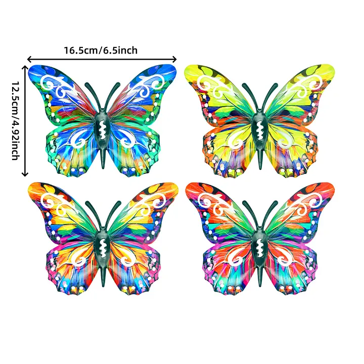 Butteriva – Metal Butterfly Wall Art – Mix 4 Colors / Stater Pack