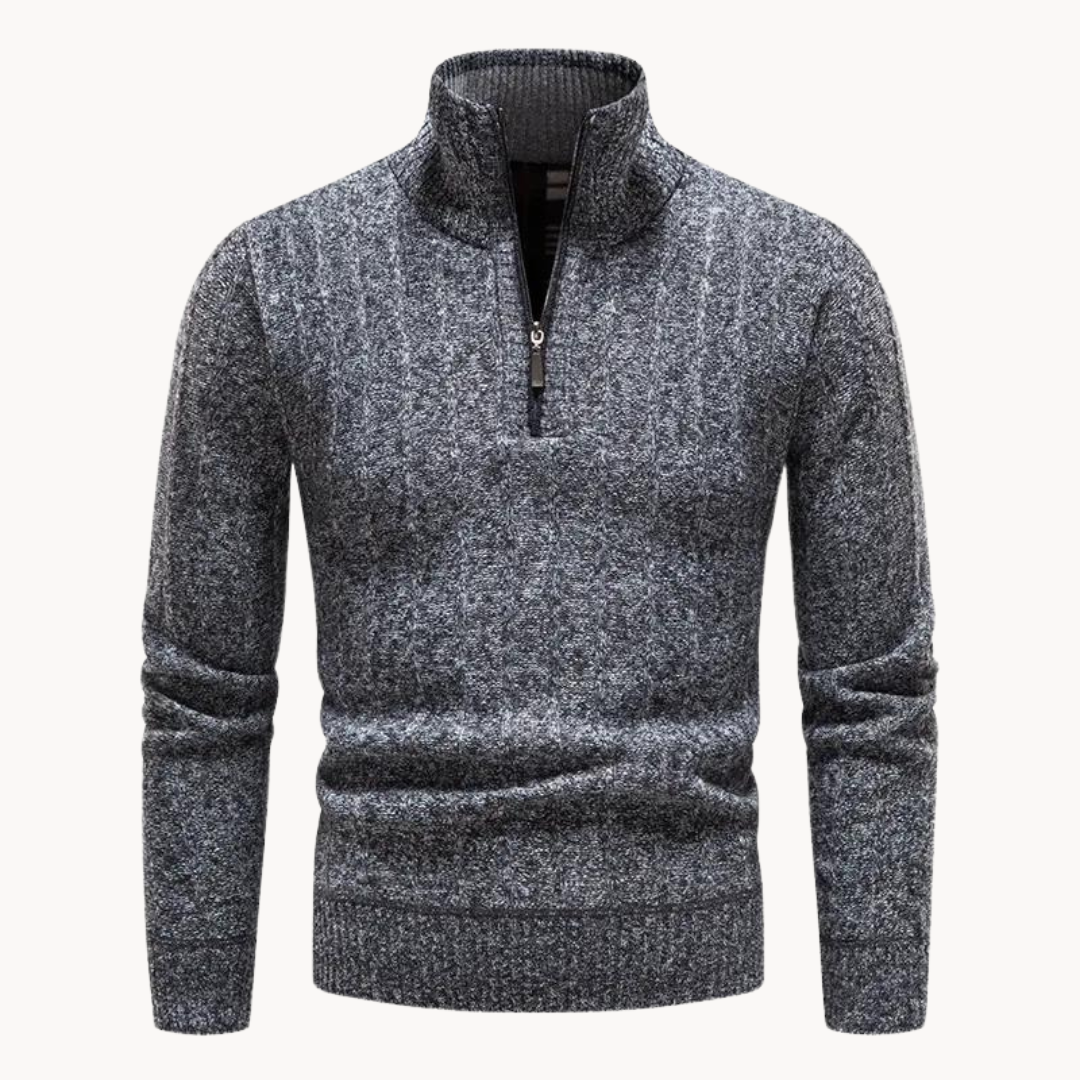 Freddie Quarter Zip Sweater – Gray / S