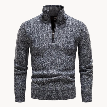 Freddie Quarter Zip Sweater – Gray / S
