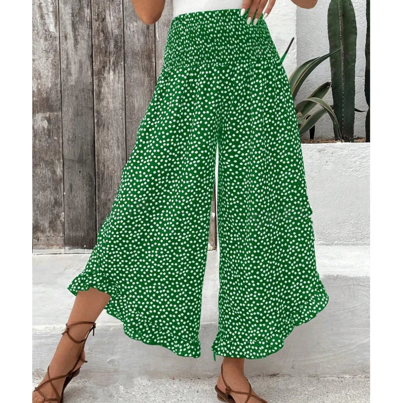 AeriFlow – Flowy High Waist Wide Leg Pants – Green / S