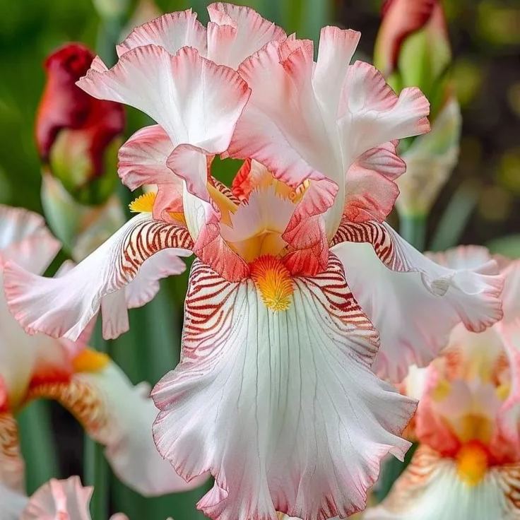 BloomAura – Exotic Tall Bearded Iris Flower – Ruby Streak / 2 Iris Rhizomes