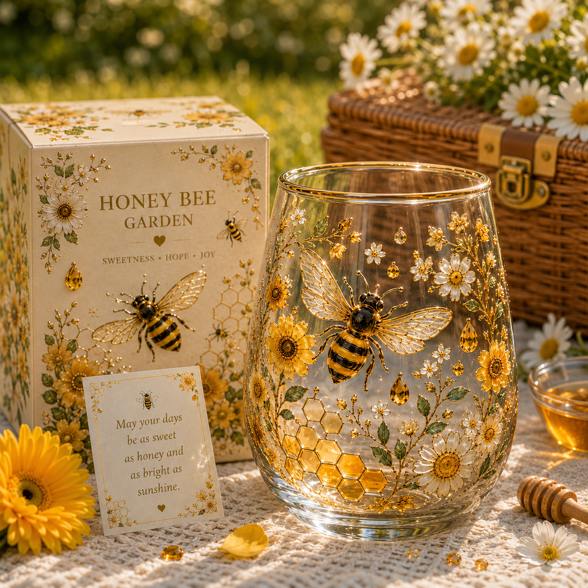 HoneyGlow Garden - Bee Glass Tea Cup – image 3