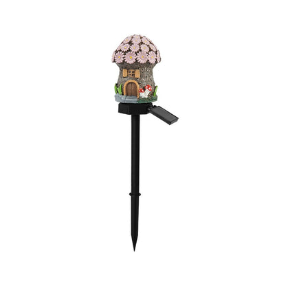 MushLumi – Solar Fairy-Tale Mushroom Cottage Light – Pink Flower House
