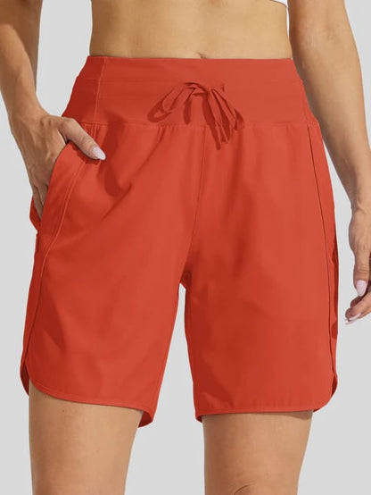 AthletiQ – Women’s Active High Rise Running Shorts – Tomato Red / XS