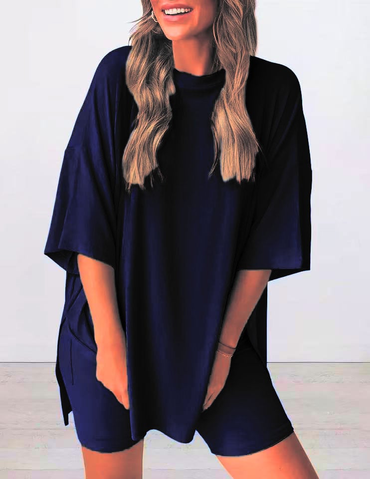 ComfiChic - Two Piece Relaxed Fit Set – Dark blue / S