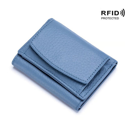 AuraVault - Premium Leather RFID Wallet – Light Blue