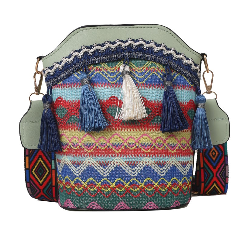 RootedCraft – Heritage Inspired Handbag – Green / 20cm x 9.5cm x 18cm