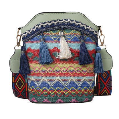 RootedCraft – Heritage Inspired Handbag – Green / 20cm x 9.5cm x 18cm