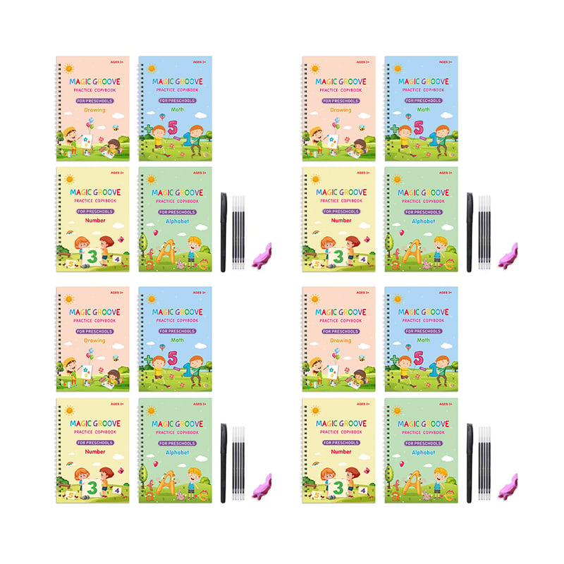 WonderWrite – Handwriting & Learning Magic Books – X 4 Sets / 4 Books + 1 Pen + 5 Refills + 1 Grip